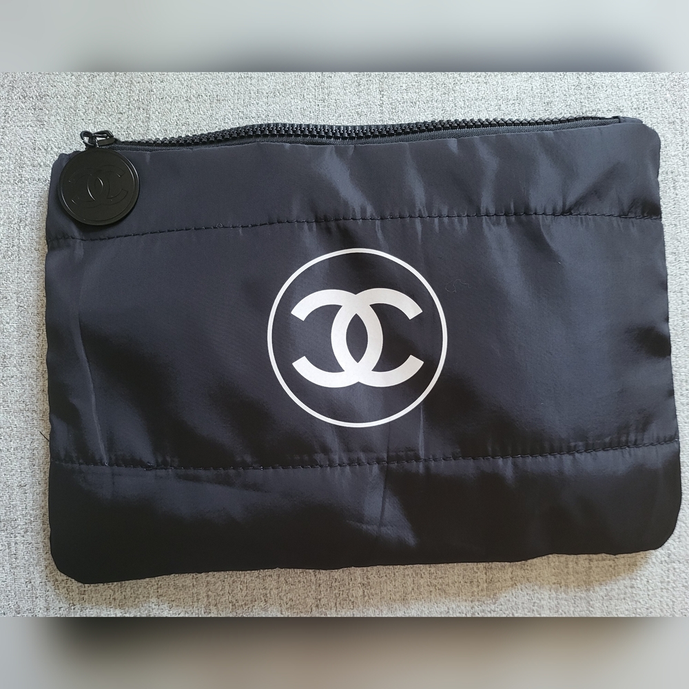 Chanel Black Quilted Cosmetic Pouch. NWOT